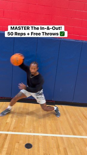 Working this over exaggerated in and out crossover. Getting 50 reps, 25 each side. Make ten free throws then complete at least another set. 🏀✅🎯 #BasketballGrind #HandleWork #InAndOutCrossover #RepsOnReps #HooperLife | Ryan King Bennett