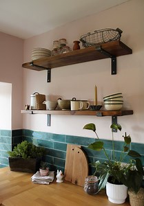 Rustic Style Solid Wood Shelf With Raw Steel Brackets | Handcrafted | 22cm Depth X 3.2cm Thickness | Folkhaus - Etsy UK