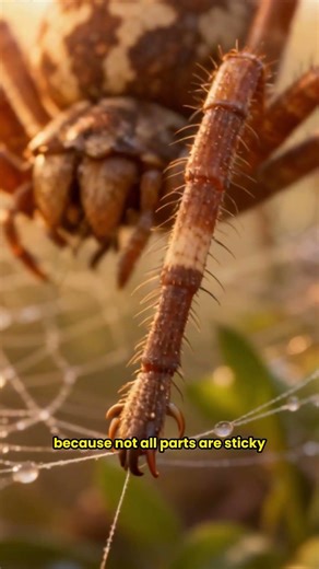 how spiders build super strong webs without getting stuck? #spiderweb #funfacts #shorts