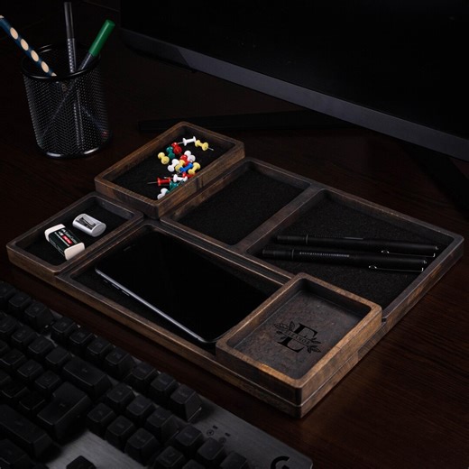 Wood Desk Organizer Set, Modular Desk Accessories for Office Desk Organization - Etsy