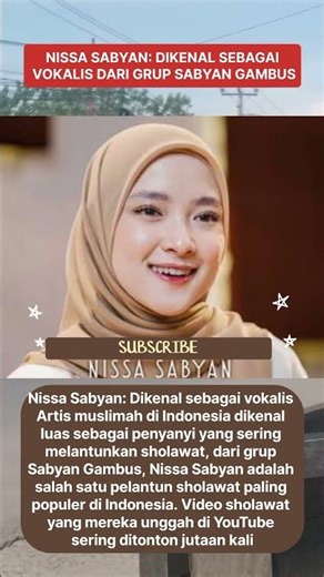 ❤️Nissa Sabyan: Dikenal sebagai vokalis dari grup Sabyan Gambus #sholawat #beritaterkini