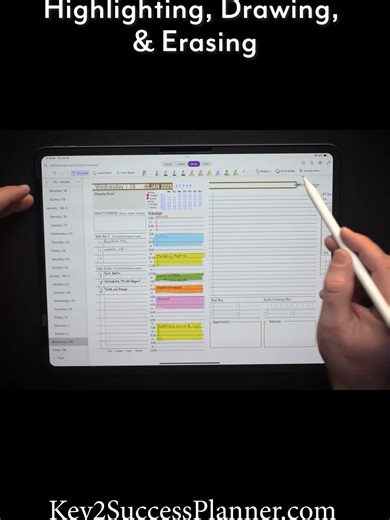Onenote Drawing, Highlighting, and Erasing Learn a few quick tips on how to use your pen to draw and highlight in OneNote – and how to erase only the parts you don’t want anymore. Featuring timeblocking in the Key2Success Digital Planner. www.Key2SuccessPlanner.com #digitalplanner #onenotetip #onenote #ipadapp #timeblocking #onenote #onenotetips #DigitalPlanner #ProductivityTools #planning #ipadpro
