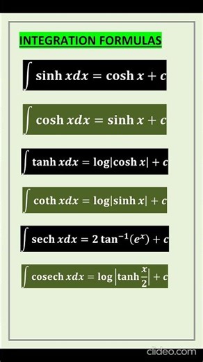 INTEGRATION FORMULAS