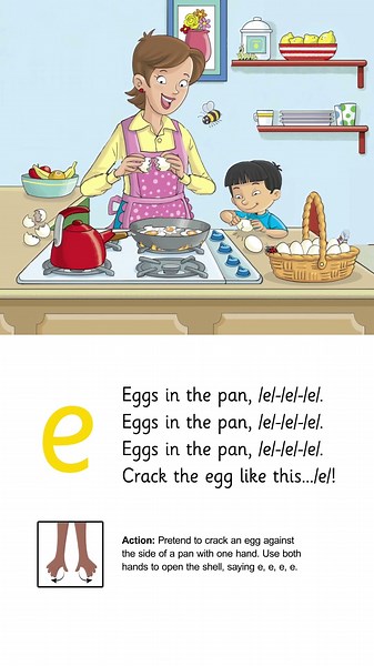 Eggs in the Pan – Jolly Phonics Song – Learn Letter Sound /e/ for Kids #jollyphonics