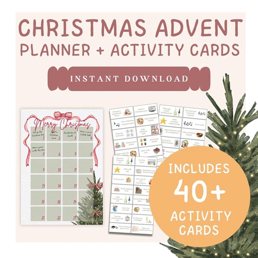 Printable Christmas Advent Calendar Planner & Activity Cards | Family Holiday Countdown | DIY Advent Calendar Ideas - Etsy UK