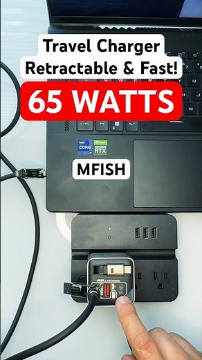 65W GaN Charger with Retractable USB-C Cable – Compact, Powerful, Travel-Ready!