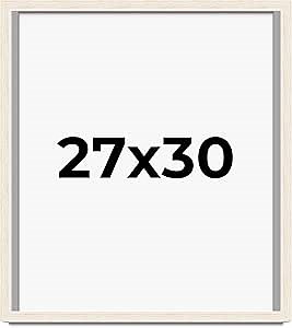 27x30 Shadow Box Frame White | 1.125 Inches Deep Real Wood Rustic Shadowbox Display Frame | UV Resistant Acrylic Front, Acid Free Backing, and Hanging Hardware | Finnegan Picture Frame Style