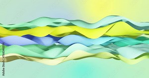 Animation of blue, green to yellow gradient layers waving over gradient background
