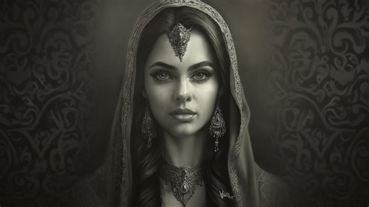 Hyper-realistic Atossa Shahbanu portrait: Royal princess pencil art techniques