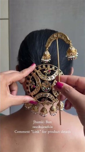 ❤️Elegant Jhumki Bun Hair Accessory ✨💖 #squarecut #jewellery #wedding #earrings #bangles #diy #ff