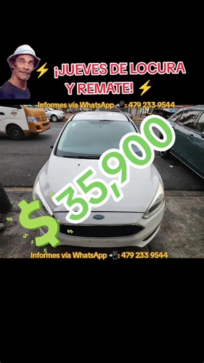 JUEVES DE REMATE!!! 🔥 OPORTUNIDAD: FORD FOCUS S 2015 🔥 ¡Aprovecha este precio de remate! Una unidad lista para detallar y volver a la calle. Precio Especial: $35,900 MXN 💰 Mecánica: Motor 2.0L GDI (4 cil), transmisión de 6 velocidades. ¡Arrancando y caminando perfectamente! 🔑🗝️ Equipo: Cámara de reversa, A/C helando, Bluetooth/MP3 y volante multifuncional. Seguridad: Bolsas de aire intactas (sin detonar). Detalle: Daño en lateral copiloto (reparación sencilla). 💳 ¡ESTRÉNALO YA CON NUESTRO 