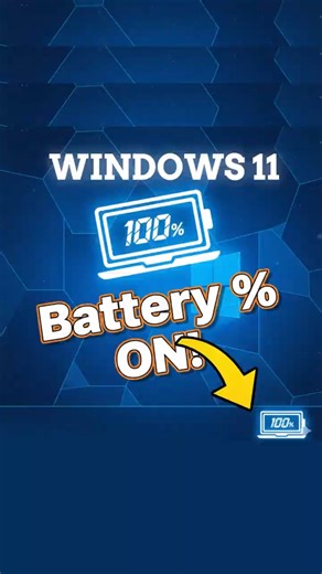 Windows 11 में Battery Percentage कैसे On करें? 🔋 1 Click Setting! #shorts