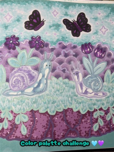 Color palette challenge 🩵💜 #colortok #coloringbook #coloringbookforadults #coloringpages #colorpalette