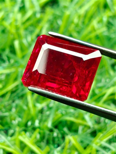 Lab Grown Ruby With Nice Inclusion 10cts Emerald Cut Loose Gemstone - Etsy
