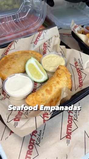 5K views · 31 reactions | This one is for seafood lovers. Chef Mike’s Lobster, Crab, & Shrimp Empanadas are on our permanent menu. 咽呂戀 Lobster, Jumbo Lump Crab, Shrimp, red onion, jalapeno, and parsley. Served with house-made Spicy Remoulade Sauce and house-made Lemony Old Bay Tartar Sauce! Add fries to this app and to make it a perfect meal. | Detroit 75 Kitchen | Facebook