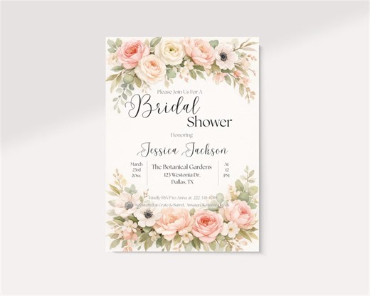 Bridal Shower Invitation Template, Editable Canva Floral Bridal Shower Invite, Spring Garden Bridal Shower, Printable 5x7 - Etsy