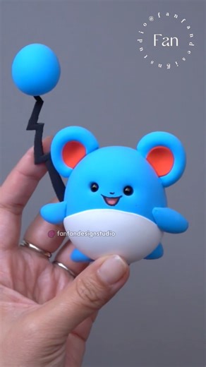 how to make a Marill Pokémon figure with air dry clay art craft Fondant or polymer clay tutorial