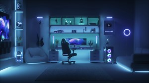 Gaming PC room with Led lights