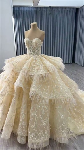 Detailed Look at Our Newest Feathered Ball Gown ✨