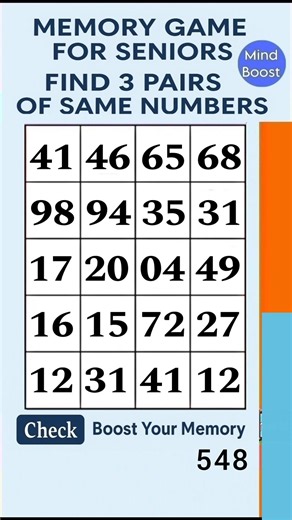 Brain Training for Seniors – Daily Activity for a Sharp Mind | Match the Numbers