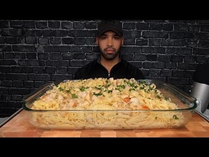 (ASMR) CHICKEN FETTUCCINE ALFREDO MUKBANG