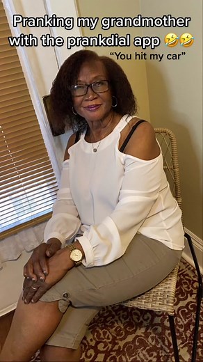 Y’all, I’m mad she really fell for it! She called me right afterwards and asked me did I use her car and hit someone else’s car with it 🤣🤣🤣 #prankdial #blackgrandmasbelike #funnystory #prankchallenge #fyp #naturalhair #phoneprank #growingupblack