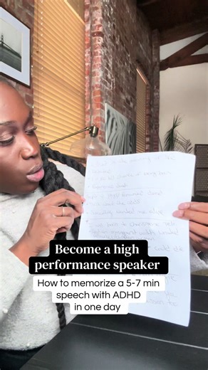5-7 min speeches are actually the most difficult. You have to say enough to make an impact, but not too much you go over your time. And time IS important. This formula is so easy. You only memorize very short sentences and if you’re a visual person this works extremely well. Your brain starts to download the layout so when you’re speaking you actually can visualize it like a map. #publicspeaking #adhd #storytelling #storyteller