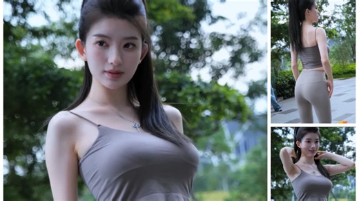 【No.426/车模】BB酱 | 浅灰色系运动瑜伽套装 2024粤港澳大湾区车展车模