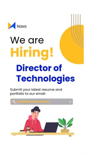 We’re Hiring: Director of Technologies at NAXA 💼 Full-time Leadership Role 💰Salary: Above NPR 200,000/month (negotiable) Are you a visionary tech leader ready to drive innovation from Nepal to the world? NAXA is looking for a Director of Technologies, a passionate leader who can shape our technology strategy, mentor a talented team of engineers, and guide the development of impactful, scalable platforms for governments, UN agencies, and communities across the world. This role blends technology