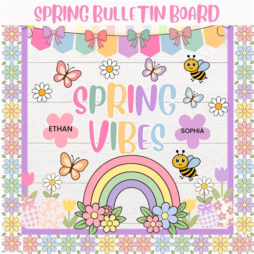 Spring Bulletin Board Kit | Spring Classroom Decor | Hello Spring | March April Classroom Decor | Printable Classroom Bulletin Board - Etsy