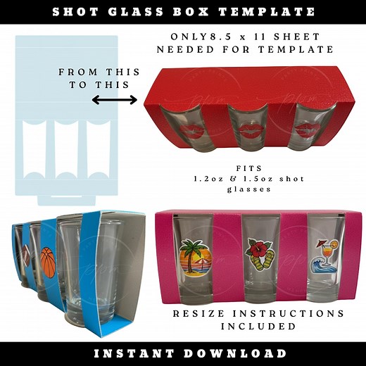 Shot Glass Box Template: Customizable SVG, PNG, Word, Cricut, Silhouette (instant Download) - Etsy