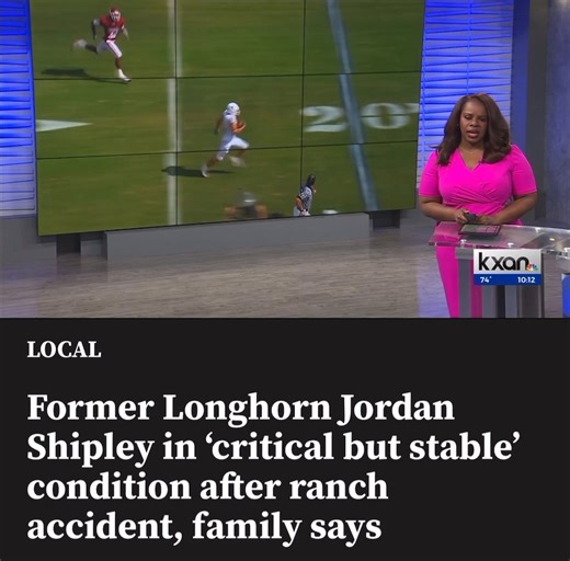 Former Longhorn Jordan Shipley in ‘critical but stable’ condition after ranch accident, family says A former Texas Longhorn wide receiver, Jordan Shipley, is in “critical but stable condition,” following an accident at his ranch near Burnet, according to a statement from his family. The family said that the machine Shipley was “operating on his ranch had caught fire.” While he managed to get out, it wasn’t before “sustaining severe burns on his body in the process,” the statement said. A social