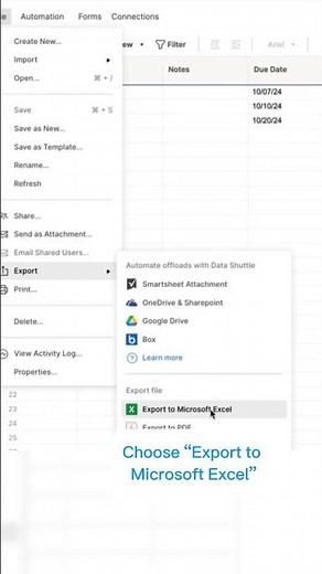 Export #Smartsheet to Excel 💻 #tutorials #excel #automation #exceltips #workflow