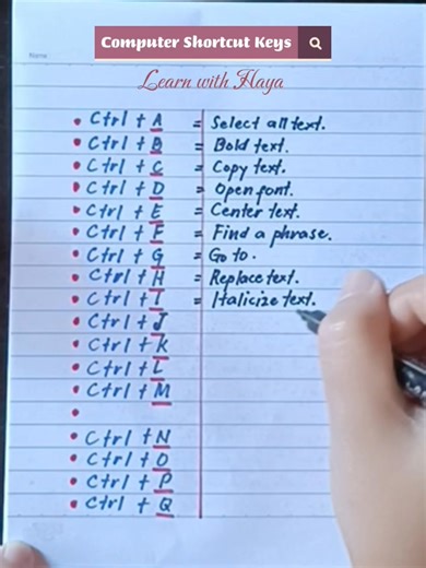 A to Z Computer Shortcut Keys #learnwithhaya #fblifestyle #education #computer | Learn with Haya
