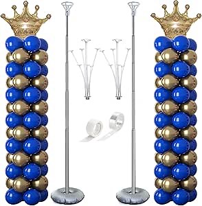Decojoy Balloon Column Stand Kit Set of 2, 2IN1 Balloons Holder Sets Ballon Arch stand for Floor, 9 Feet Height Adjustable Metal Baloon Tower Pillar for Graduation, Wedding, Party Decoration