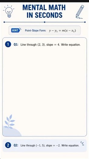 Only 10% Can Write This Algebra Equation #PointSlopeForm #Algebra #LinearEquations