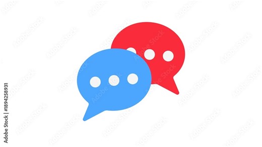 Chat Flat Animation Cartoon Icon. 4K Video Transparent Alpha Channel. Editable Animated Icon Transparent Background.