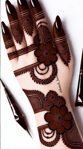 simple easy stylish mehndi design for back hand| #mehndi #hennadesign #mehandi #mehndidesign