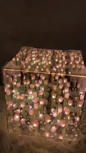 Tulip Flower LED Cube Night Lamp 🌷 Decorative Multi-Color Ambient Light Set