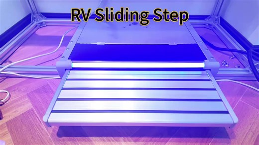 Aluminum Alloy RV Sliding Step Carbon Steel Motorhome Steps with 12V LED Light Electric Sliding caravan Steps for Van or Truck