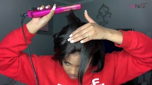 4.6K views · 25 reactions | Hair tutorials How Kashia Jabre Style This Bob ❤️❤|UNice Hair UNice Bettyou series lace frontal wig 12' ❤❤ Same Hair in the video-> https://www.unice.com/unice-bettyou-short-straight-bob-wig-100-human-hair-without-bangs.html?utm_source=Facebook&utm_medium=referral&utm_campaign=2019012401 | UNice | Facebook