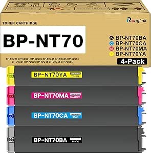 BP-NT70 Toner Cartridge Replacement for Sharp BPNT70 BP-NT70BA BP-NT70CA BP-NT70MA BP-NT70YA Toner Cartridge for BP-50C26 BP-50C31 BP-50C36 BP-50C45 BP-70C31 BP-70C36 BP-70C45 Printer (4-Pack, KCMY)