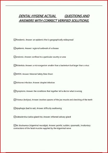 Dental Hygene Actual Questions And Answers With Correct Veri video