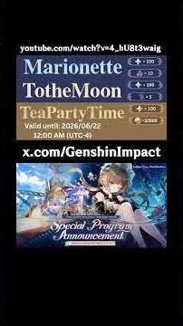 Luna VIII Special Program Codes #genshinimpact #code