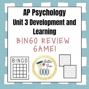 AP Psychology Unit 3 Development and Learning Bingo Review Game NEW CED!
