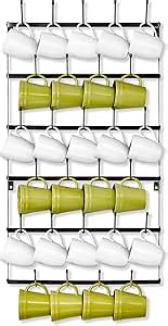 Sorbus Mug Rack for Wall - Large Rustic Coffee Mug Holder Wall Mount with 27 Hooks, Coffee Cup Display Rack, 6-Tier Metal Mug Organizer for Home, Kitchen & Bar, Coffee Station, Dining Room