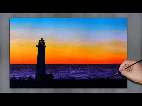 Relaxing Lighthouse Painting at Sunset 🌅