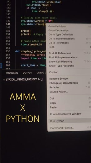 Lyrics animated by Python 🐍🎶Like ❤️ Share #python#lyricalreels #viral #foryou #explore #coding #amma