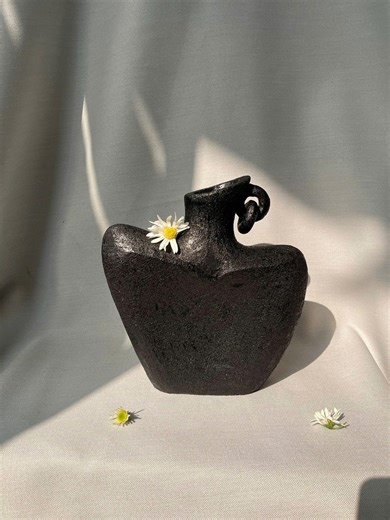 Handmade Ceramic Vase, Sculptural Wabi Sabi Pottery With Handle - Etsy