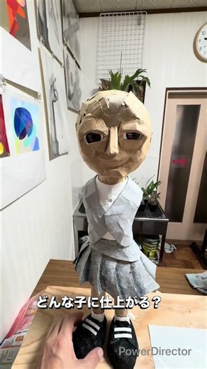 新しい段ボール人間の顔ができるまで！ドンドン出来上がっていくよ！ #段ボール #工作